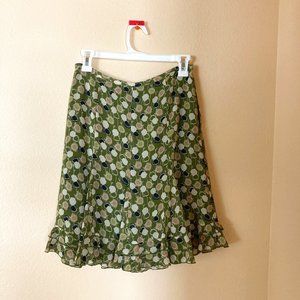 Ann Taylor LOFT - 2P NWOT - Green Retro Floral Print Flared Skirt